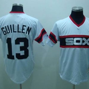 Mitchell And Ness White Sox #13 Ozzie Guillen Stitched White Throwback Jersey