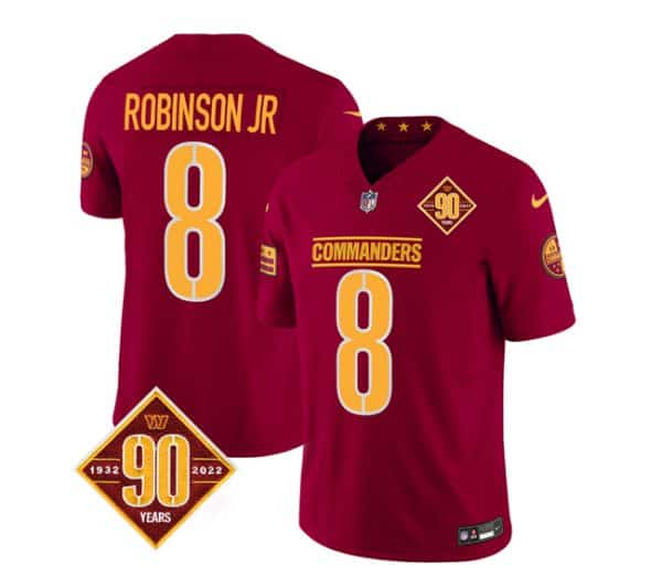Washington Commanders #8 Brian Robinson Burgundy 2023 F.U.S.E. 90th Anniversary Vapor Limited Stitched Jersey
