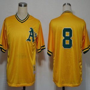 Mitchell And Ness Athletics #8 Joe Morgan Yellow Stitched Jersey