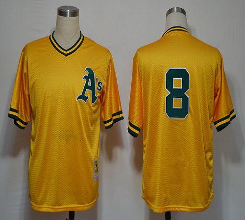 Mitchell And Ness Athletics #8 Joe Morgan Yellow Stitched Jersey