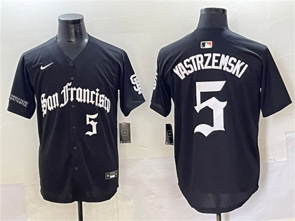 San Francisco Giants #5 Mike Yastrzemski Black 'Gothic Fog Edition' Vapor Premier Limited Stitched Jersey