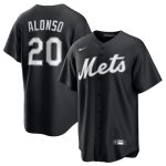 New York Mets #20 Pete Alonso Black Lights Out Limited Stitched Jersey