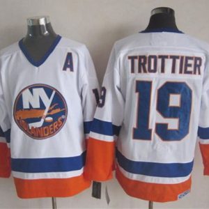 Islanders #19 Bryan Trottier White CCM Throwback Stitched Jersey