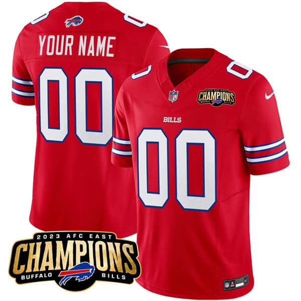 Buffalo Bills Custom Red 2023 F.U.S.E. AFC East Champions Ptach Stitched Jersey