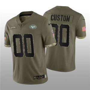 New York Jets Customized Custom 2022 Olive Salute To Service Limited Stitched Jersey