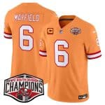 Tampa Bay Buccaneers #6 Baker Mayfield Orange 2024 F.U.S.E. NFC South Division Champions With 4-Star C Patch Limited Stitched Jersey