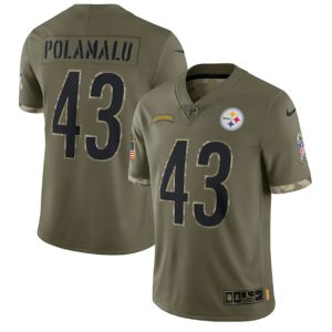 Pittsburgh Steelers #43 Troy Polamalu 2022 Olive Salute To Service Limited Stitched Jersey