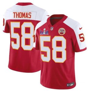 Kansas City Chiefs #58 Derrick Thomas Red White 2024 F.U.S.E. Super Bowl LVIII Patch Vapor Untouchable Limited Stitched Jersey