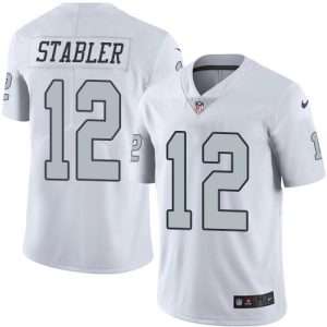 Raiders #12 Kenny Stabler White Stitched Limited Rush Nike Jersey