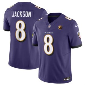 Baltimore Ravens #8 Lamar Jackson Purple 2023 F.U.S.E. With John Madden Patch Vapor Limited Jersey