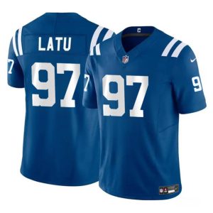 Indianapolis Colts #97 Laiatu Latu Blue 2024 Draft F.U.S.E. Vapor Limited Stitched Jersey
