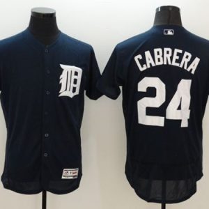 Tigers #24 Miguel Cabrera Navy Blue Flexbase Authentic Collection Stitched Jersey