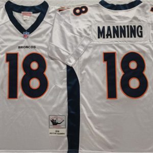 Denver Broncos #18 Peyton Manning White Throwback Stitched Jersey