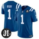 Indianapolis Colts #1 Jim Irsay Blue 2025 F.U.S.E. Jim Irsay Patch Vapor Limited Stitched Jersey