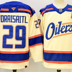 Edmonton Oilers #29 Leon Draisaitl Light Beige Alternate With A Patch Stitched Jersey