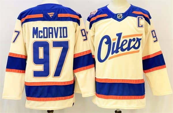Edmonton Oilers #97 Connor McDavid Light Beige 2025 Alternate With C Patch Stitched Jersey