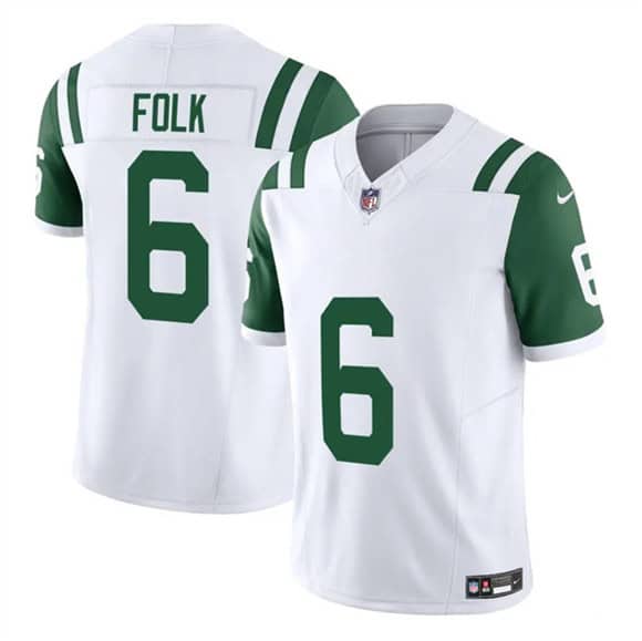 New York Jets #6 Nick Folk White 2025 F.U.S.E. Classic Alternate Vapor Untouchable Limited Stitched Jersey