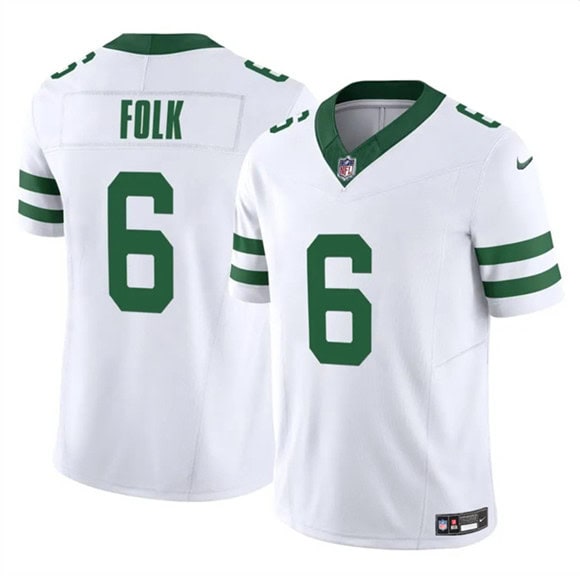 New York Jets #6 Nick Folk White 2025 F.U.S.E. Vapor Untouchable Limited Stitched Jersey