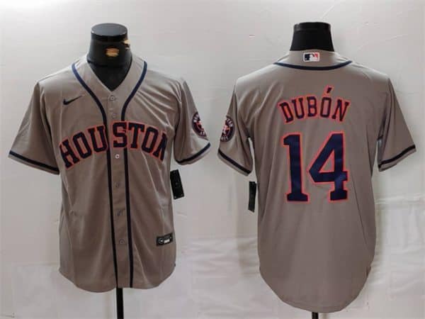 Houston Astros #14 Mauricio Dub¨®n Grey Cool Base Stitched Jersey