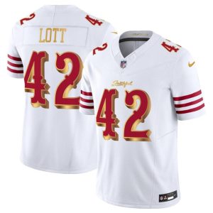 San Francisco 49ers #42 Ronnie Lott White Gold 2025 F.U.S.E. ¡°Rivalries¡± Vapor Limited Stitched Jersey