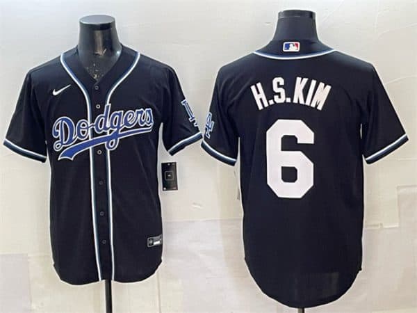 Los Angeles Dodgers #6 H.S.Kim Black Cool Base Stitched Jersey