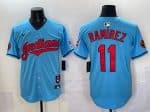 Cleveland Guardians #11 Jos¨¦ Ram¨ªrez Blue Vapor Premier Limited Stitched Jersey