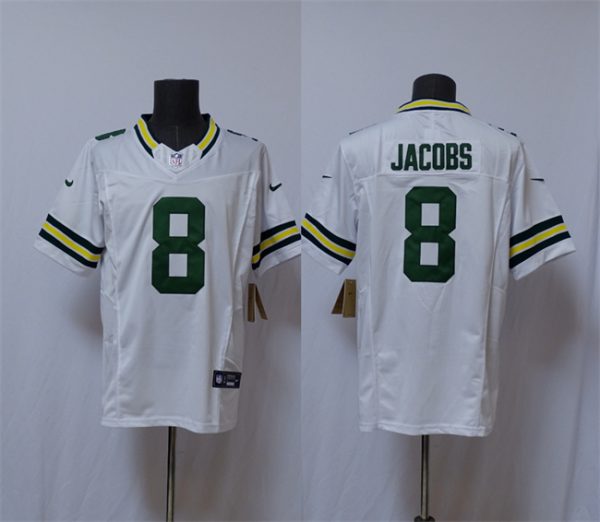 Green Bay Packers #8 Josh Jacobs White Vapor 2025 F.U.S.E. Limited Stitched Jersey