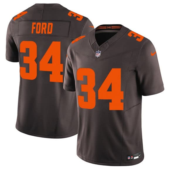 Cleveland Browns #34 Jerome Ford Brown 2025 F.U.S.E. Alpha Dawg Limited Stitched Jersey