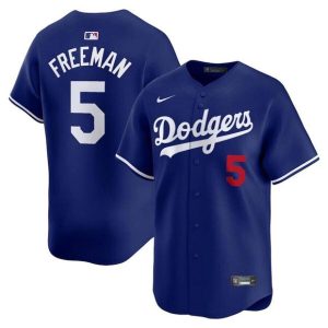 Los Angeles Dodgers #5 Freddie Freeman Royal Limited Stitched Jersey