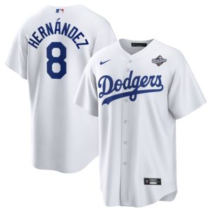 Los Angeles Dodgers #8 Enrique Hernandez White 2025 World Series Home Cool Base Stitched Jersey