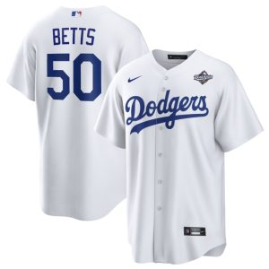 Los Angeles Dodgers #50 Mookie Betts White 2025 World Series Home Cool Base Stitched Jersey