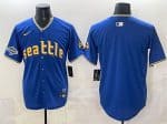 Seattle Mariners Blank Royal With 2025 AL West Division Champions Patch City Connect Limited Stitched Jersey