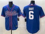 New York Giants #6 Jaxson Dart Royal With Patch Cool Base Stitched Jersey