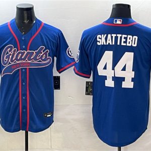 New York Giants #44 Cam Skattebo Royal With Patch Cool Base Stitched Jersey