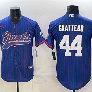 New York Giants #44 Cam Skattebo Royal Pinstripe With Patch Cool Base Stitched Jersey