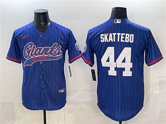 New York Giants #44 Cam Skattebo Royal Pinstripe With Patch Cool Base Stitched Jersey