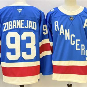 New York Rangers #93 Mika Zibanejad Blue With A Patch Stitched Jersey
