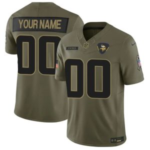 Minnesota Vikings Custom Olive 2025 F.U.S.E. Salute to Service Limited Stitched Jersey