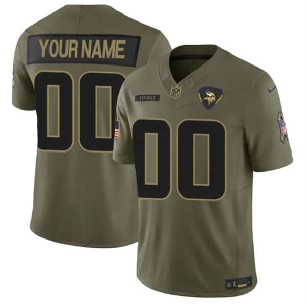 Minnesota Vikings Custom Olive 2025 F.U.S.E. Salute to Service Limited Stitched Jersey
