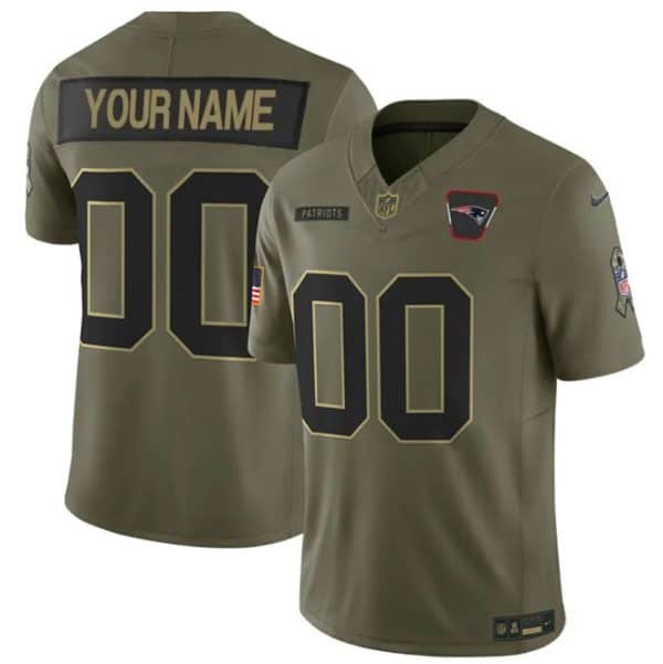 New England Patriots Custom Olive 2025 F.U.S.E. Salute to Service Limited Stitched Jersey