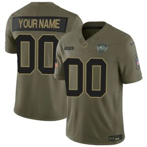 New York Jets Custom Olive 2025 F.U.S.E. Salute to Service Limited Stitched Jersey
