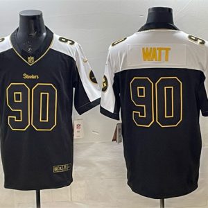 Pittsburgh Steelers #90 T.J. Watt Black White F.U.S.E. Vapor Untouchable Limited Stitched Jersey