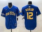 Seattle Mariners #12 Josh Naylor Royal With 2025 AL West Division Champions Patch Limited Stitched jersey