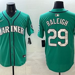 Seattle Mariners #29 Cal Raleigh Aqua Limited Stitched jersey