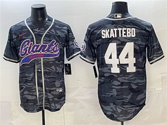 New York Giants #44 Cam Skattebo Gray Camo With Patch Cool Base Stitched Jersey