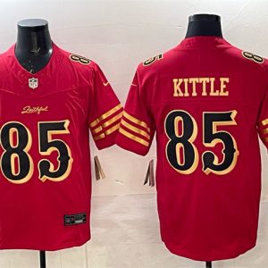 San Francisco 49ers #85 George kittle Red Gold 2025 F.U.S.E. ¡°Rivalries¡± Vapor Limited Stitched Jersey