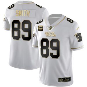 Carolina Panthers #89 Steve Smith White Gold With 4-Star C Patch Vapor Limited Stitched Jersey