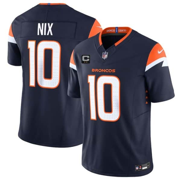 Denver Broncos #10 Bo Nix Navy 2025 F.U.S.E. With 2-Star C Patch Vapor Limited Stitched Jersey