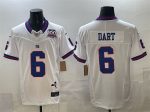 New York Giants #6 Jaxson Dart White 2025 Draft F.U.S.E. 100th Season State Patch Vapor Limited Stitched Jersey