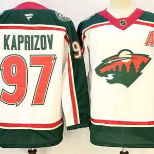 Minnesota Wild #97 Kirill Kaprizov White 2025 With A Patch 25th Anniversary Stitched Jersey